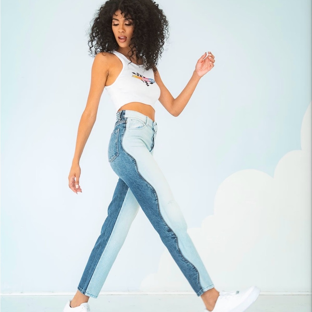 REVICE Women's Dual Blue Straight Leg Jeans